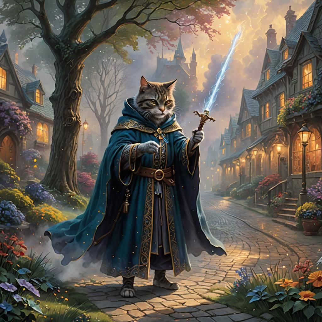 Catfolk Mage Casting Spell in Ethereal Mist