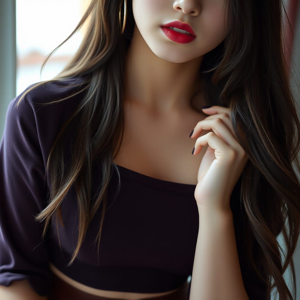 Hyperrealistic K-Pop Idol Close-Up Portrait