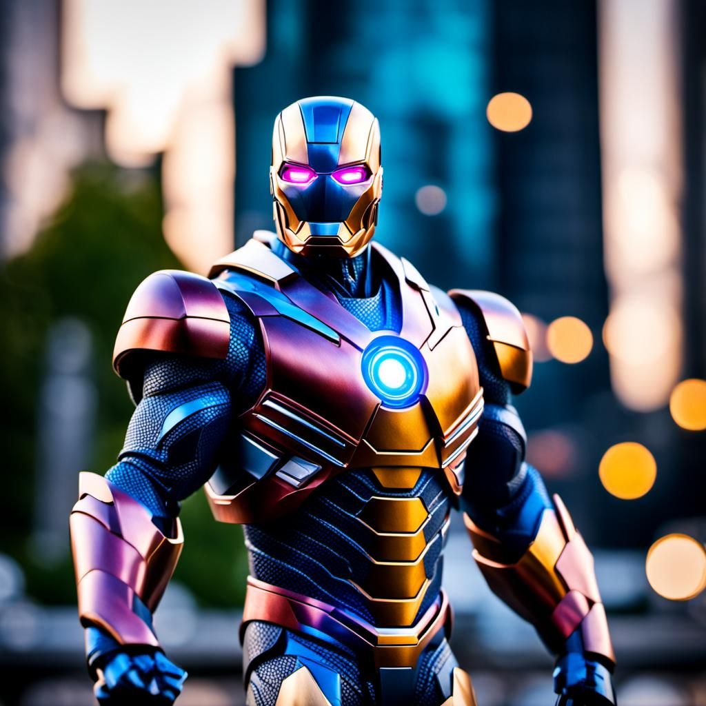 Futuristic Robot Superhero Inspired by Robert Downey Jr.