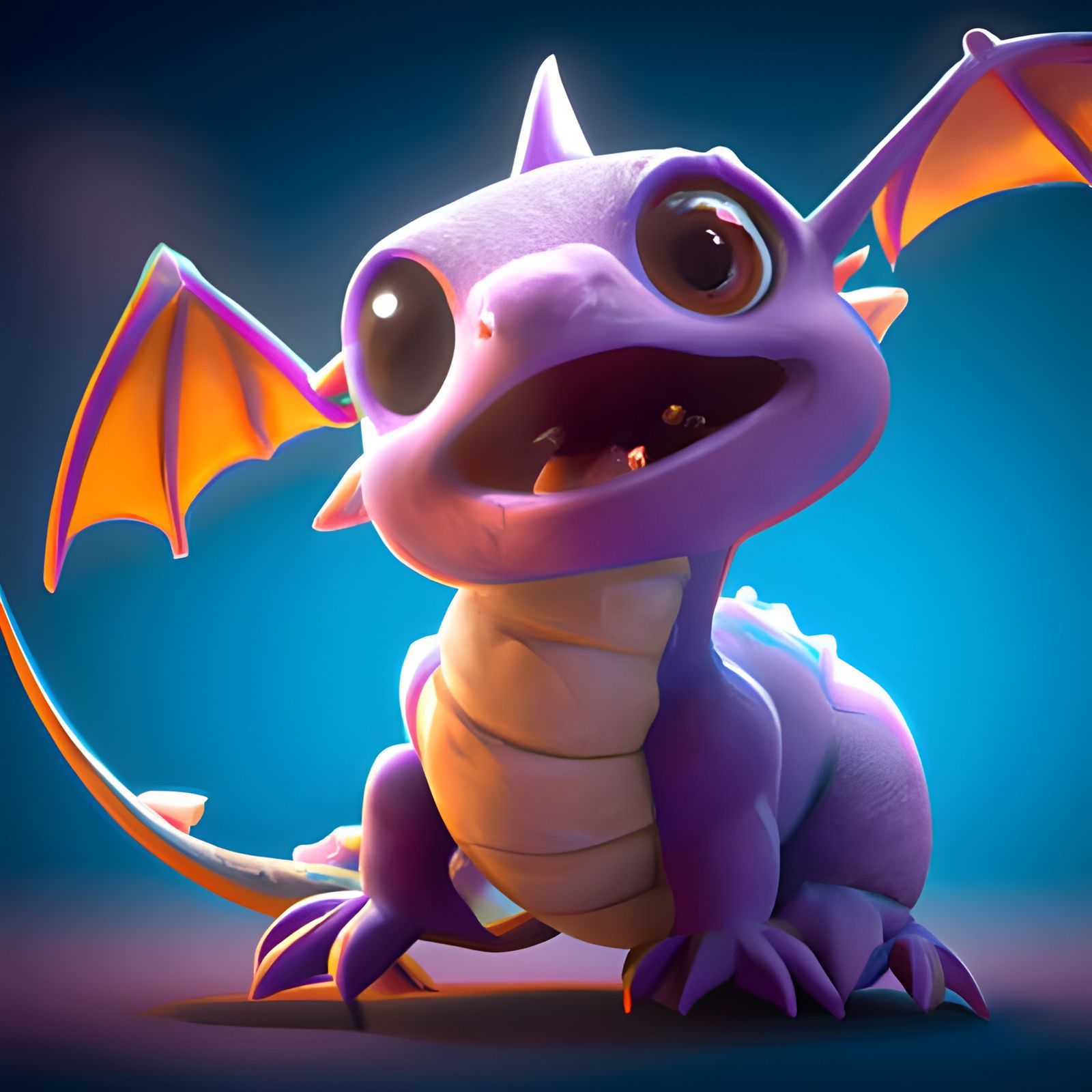 Cute Baby Dragon in 3D Digital Art