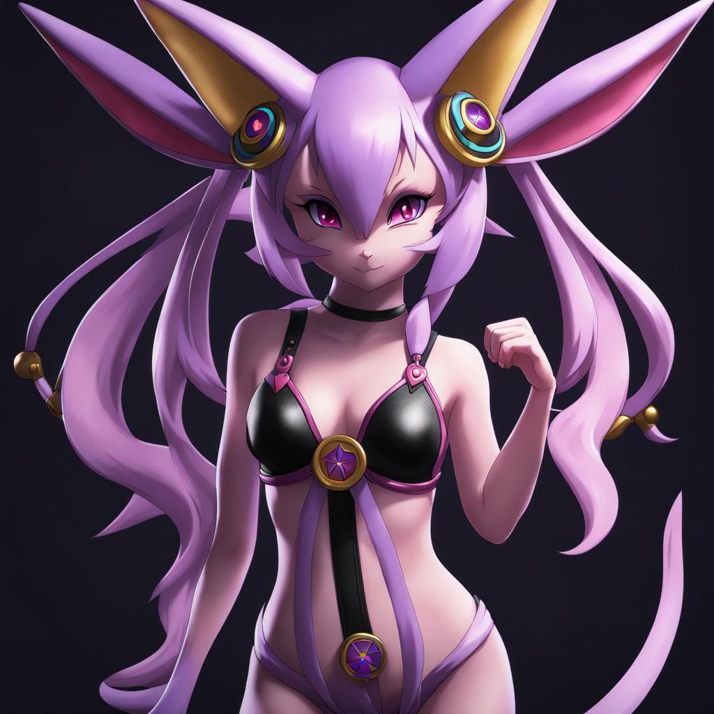 Humanoid Espeon Female in Bra Full Body