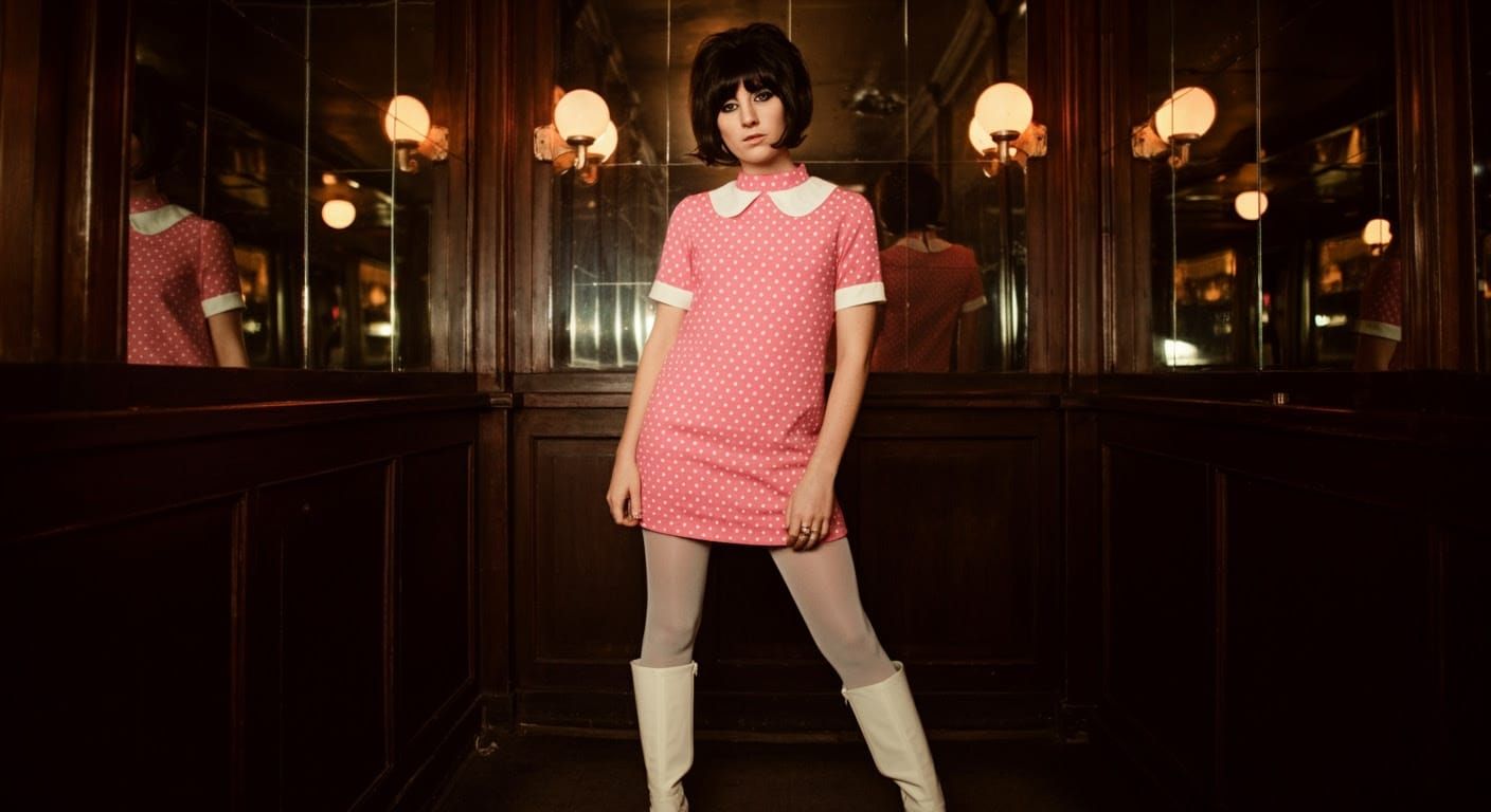 Mod Woman in 1960s Pub Still