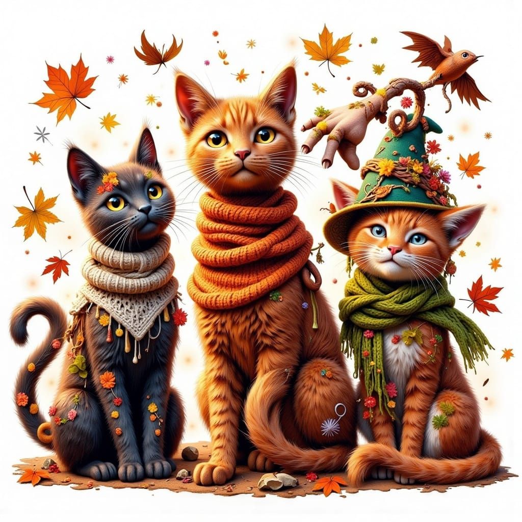 Halloween Cats in Sweaters: Cozy Autumn Grid