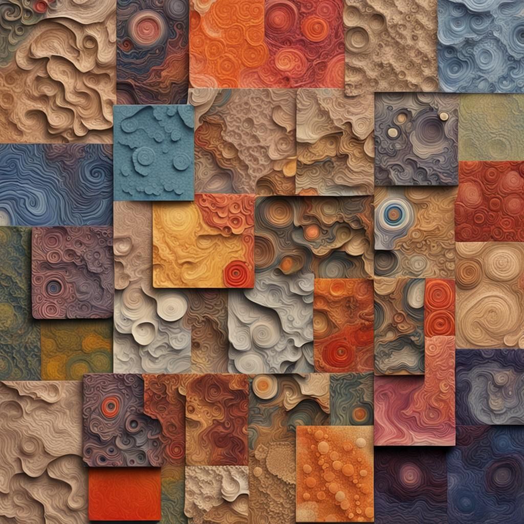 Abstract Collage of Painting Fragments with Impasto Textures