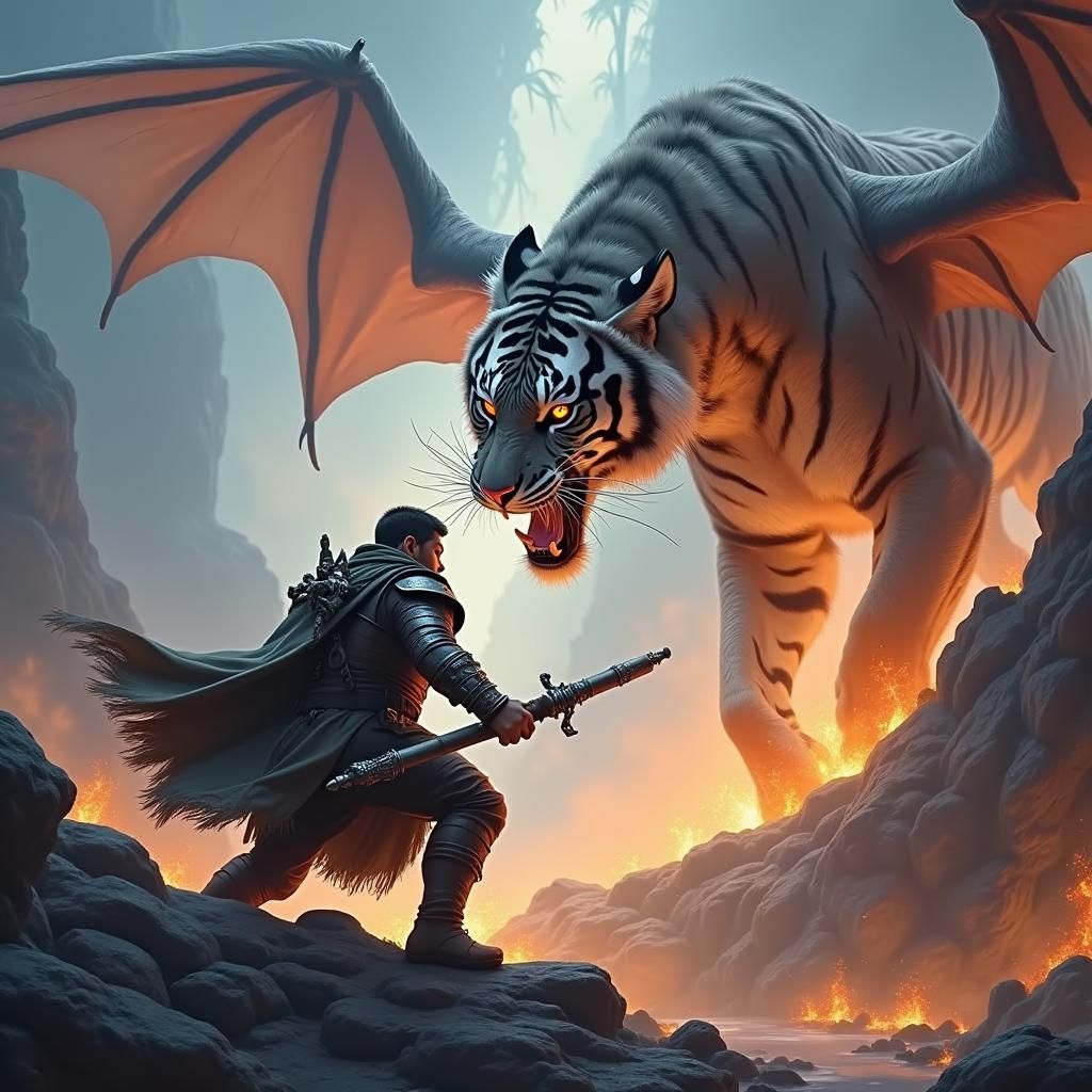 Warrior and Tiger Stare Down in Jungle