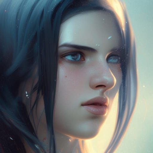 Beautiful Girl Portrait in Art Nouveau Style