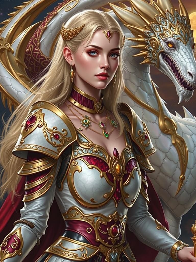 Goddess with Moon Dragon in Photorealistic Style