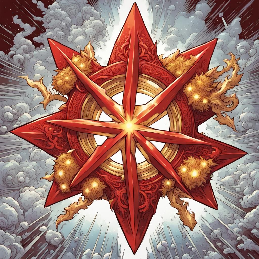 Fiery Christmas Ninja Star in Comic Book Style
