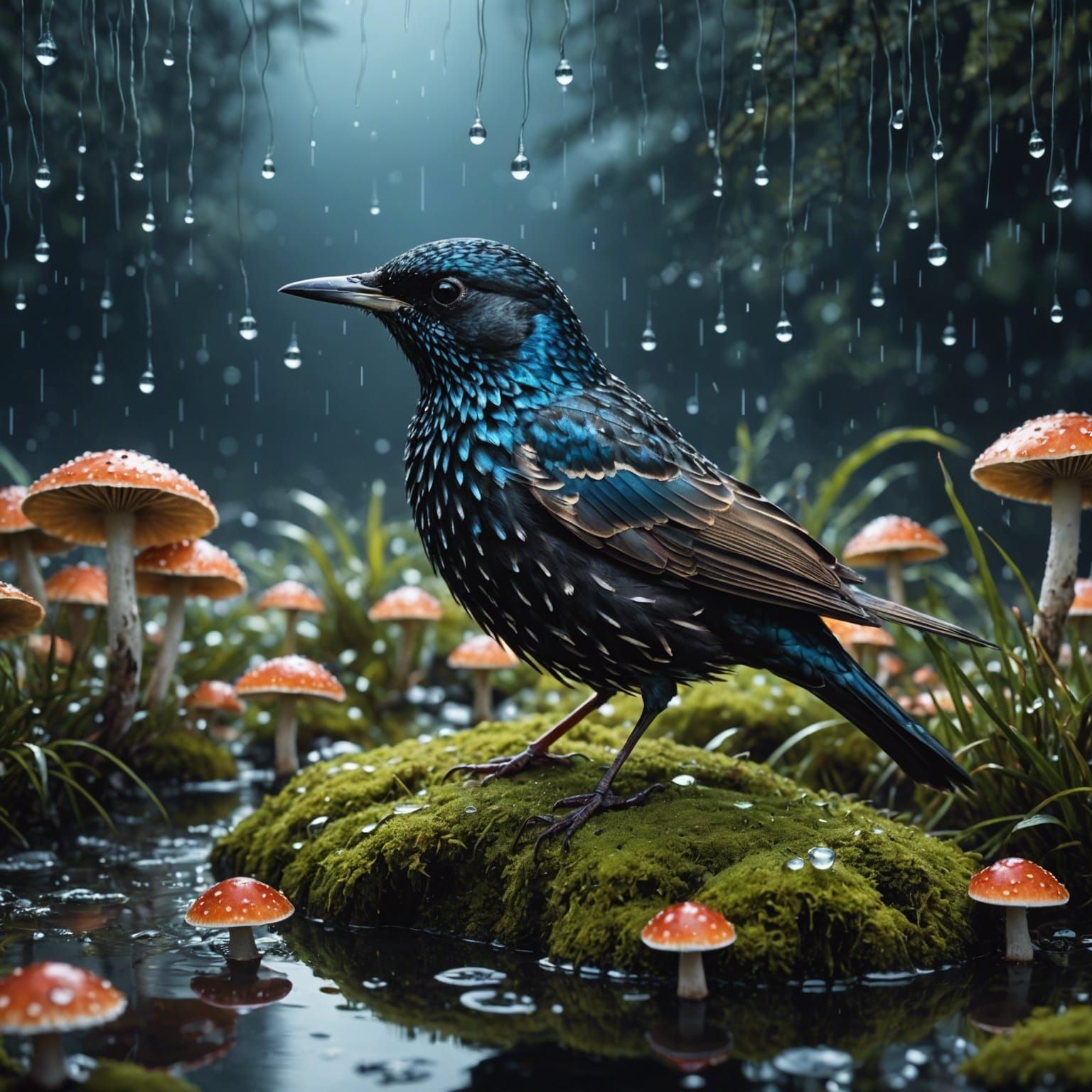 Starling in a Luminous Wonderland, Digital Art