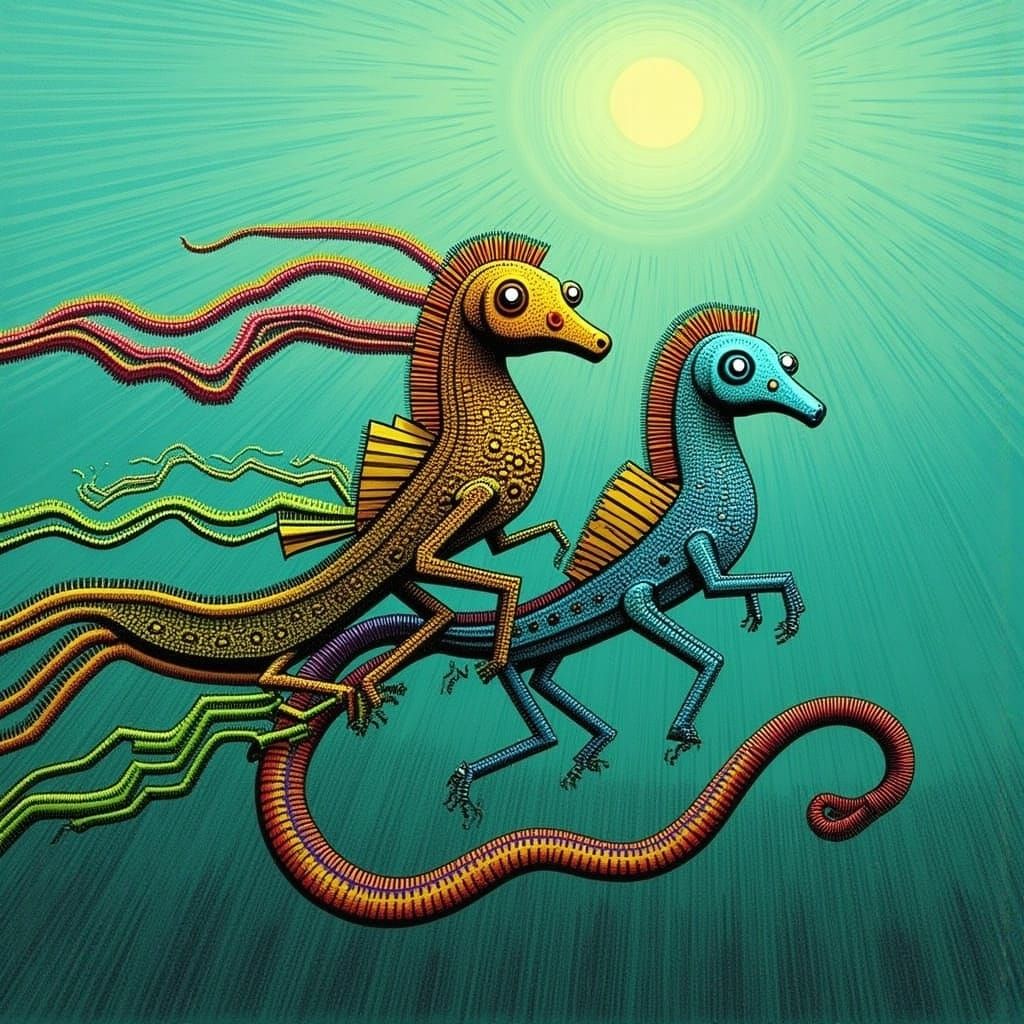 Underwater Seahorse Race in Fantastical Style