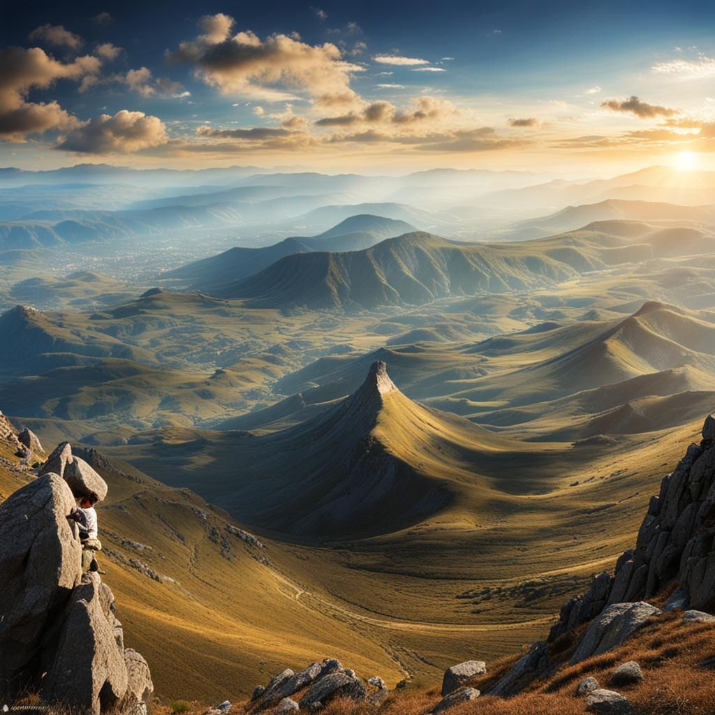 47. A breathtaking panoramic view from a mountaintop,
