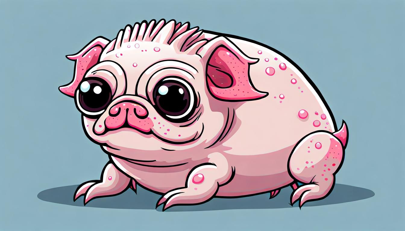 Cartoon Axolotl Pug Hybrid Illustration