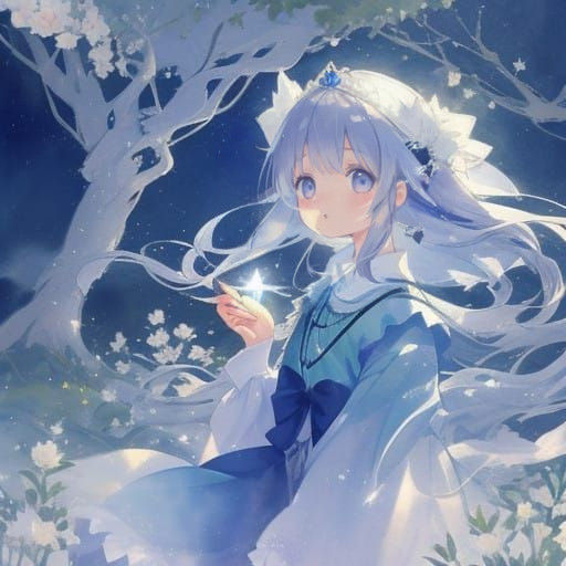 Gentle Anime-Inspired Girl in Free Fall