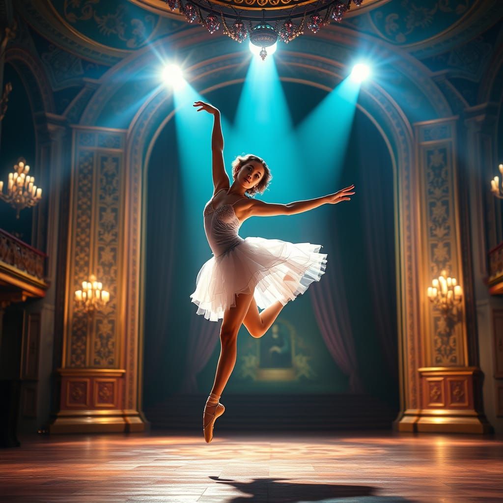 Ethereal Ballet Dancer in Vibrant Art Nouveau Style