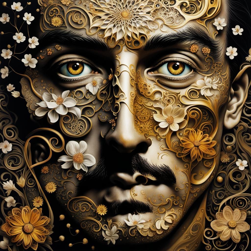 Surreal Portrait: Man Fading into Blossoms, Concept Art