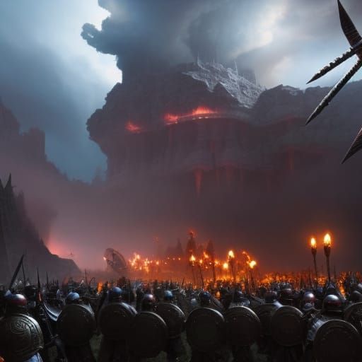 Epic Barbarian Armies Clash in Lightning Storm