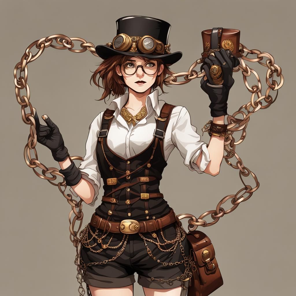 Steampunk Girl Portrait in Art Nouveau Style