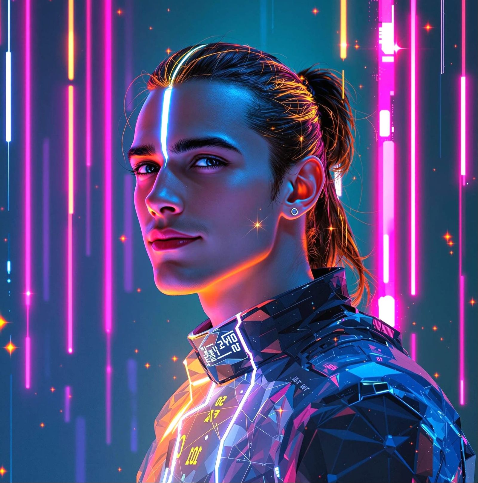 Gentle God in Matrix Code Veil