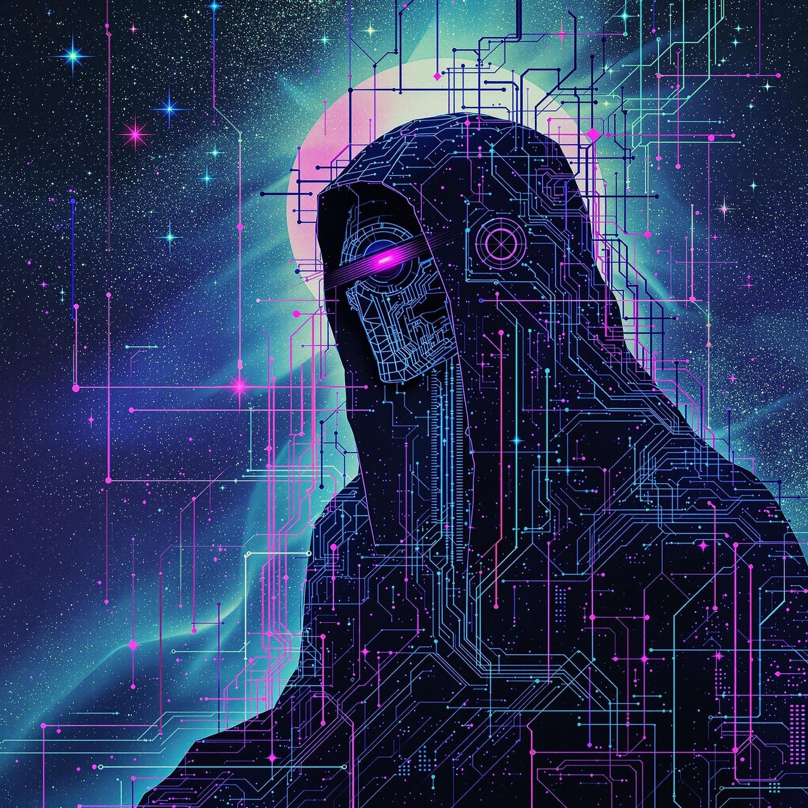 Cyber Ghosts in Indigo Core Style