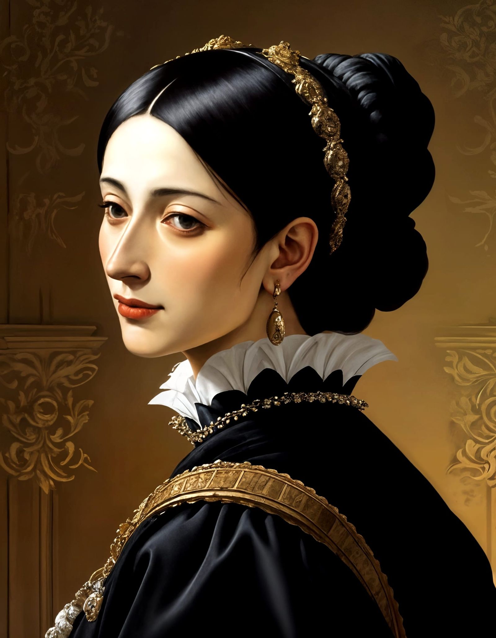 Noble Woman Portrait in Caravaggio Style