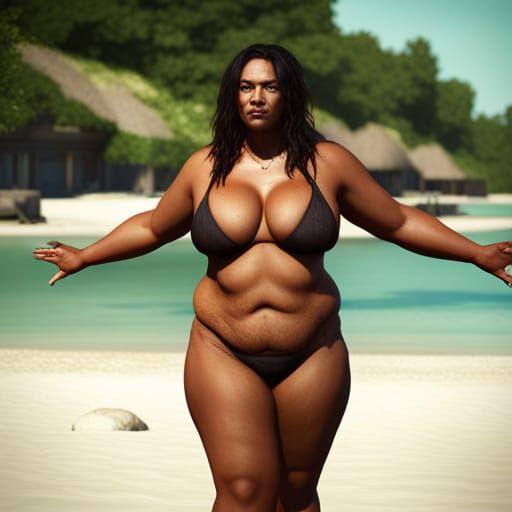 Woman in Bikini: Detailed Fantasy Matte Painting