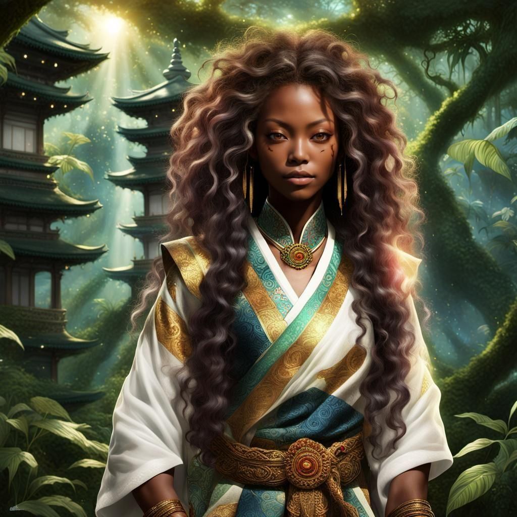 Kasumi Reimagined: Hyperrealistic Fantasy Portrait in Rainfo...