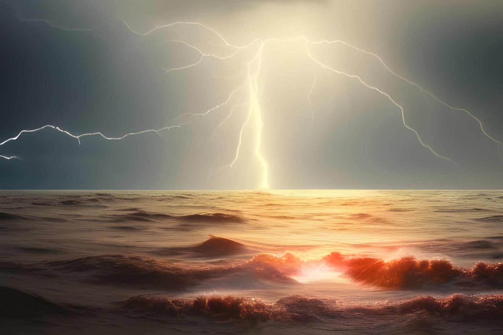 Majestic Ocean Storm with Divine Light