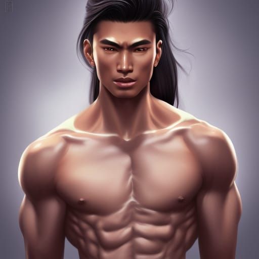 Manchu Asian Male :
six feet tall, high cheekbones, model good looks, symmetrical face and body, fit and muscular, yet ...