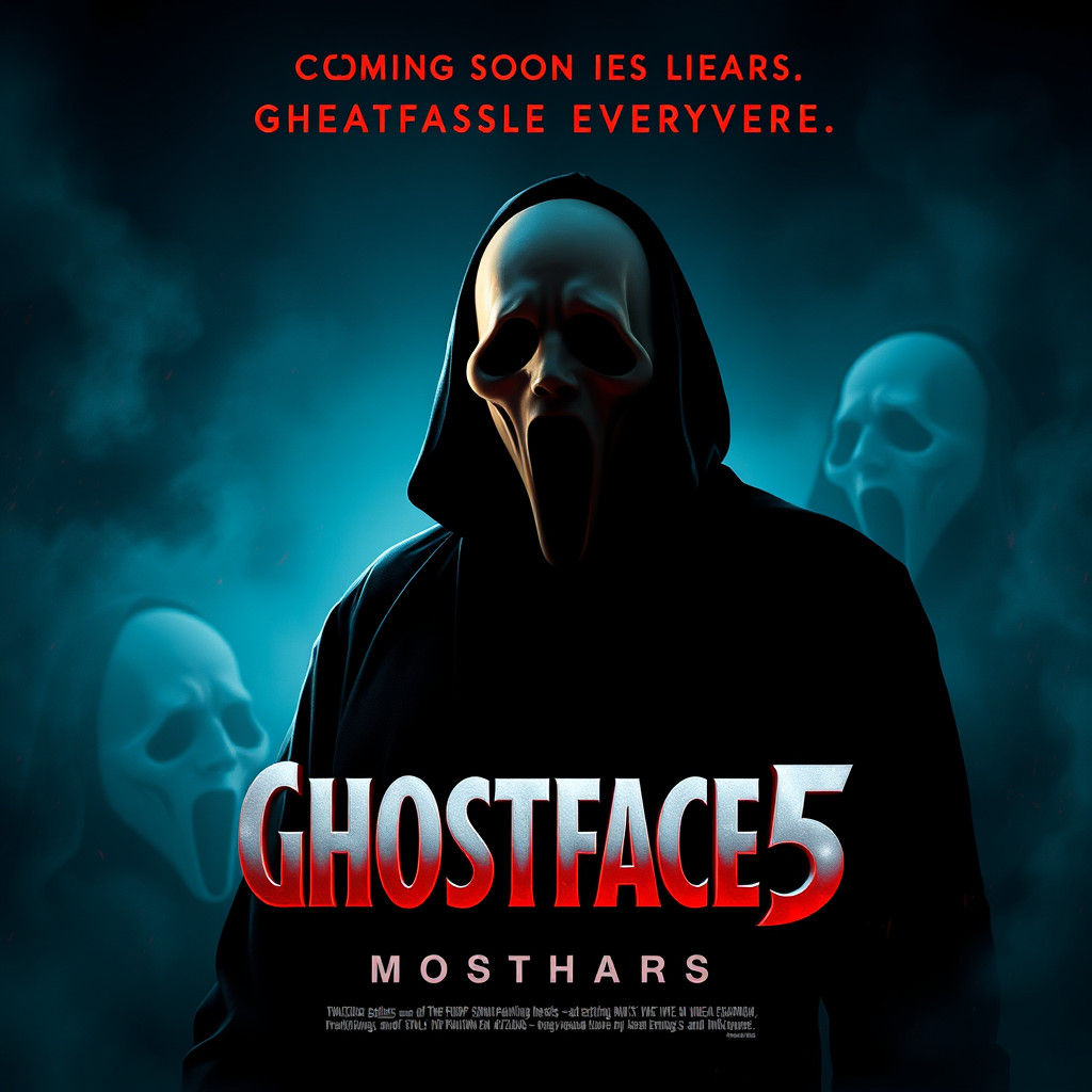Ghostface 5 Movie Poster: Sinister Grin in the Shadows