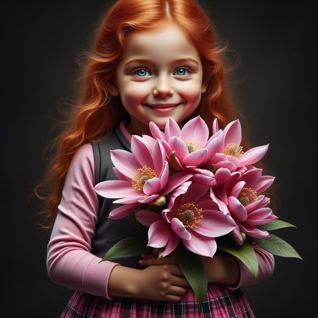 Girl with Magnolias: Hyperrealistic Watercolor Portrait