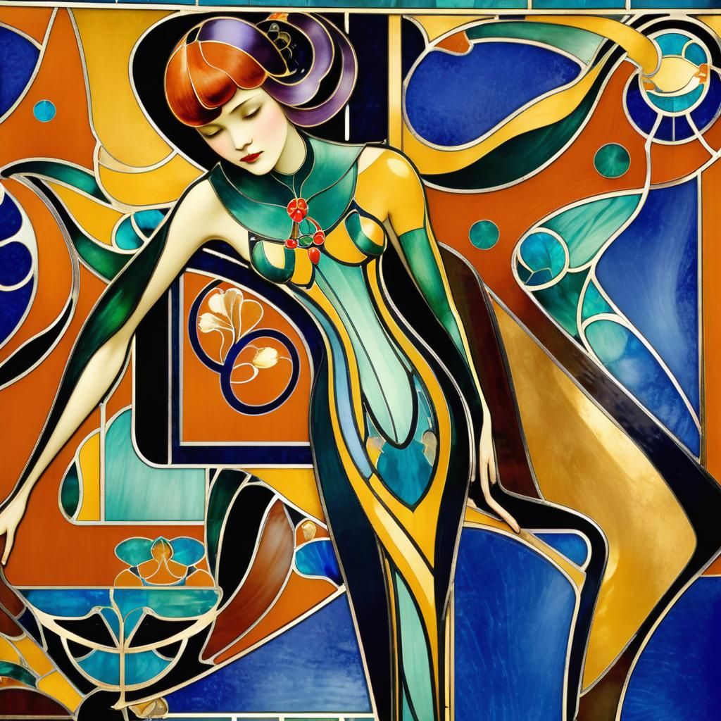 Elegant Art Nouveau Design in Jugendstil Style