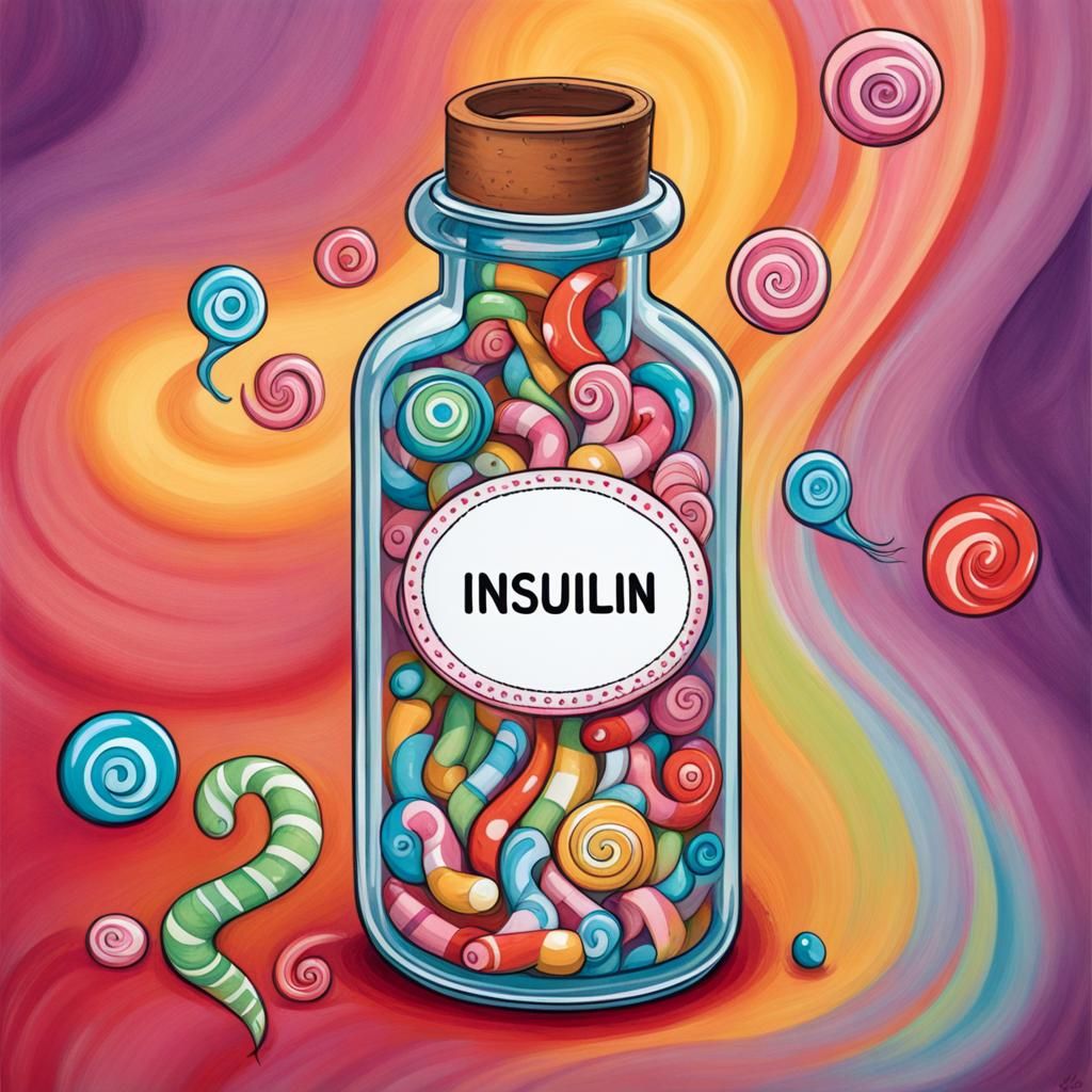 Smiling Insulin Vial in Candyland Gouache Wonderland