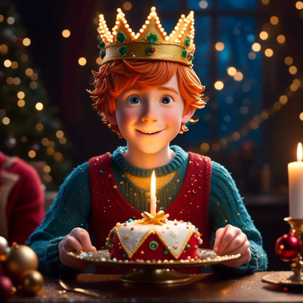 Ron Weasley with Cracker and Crown in Cake Icing