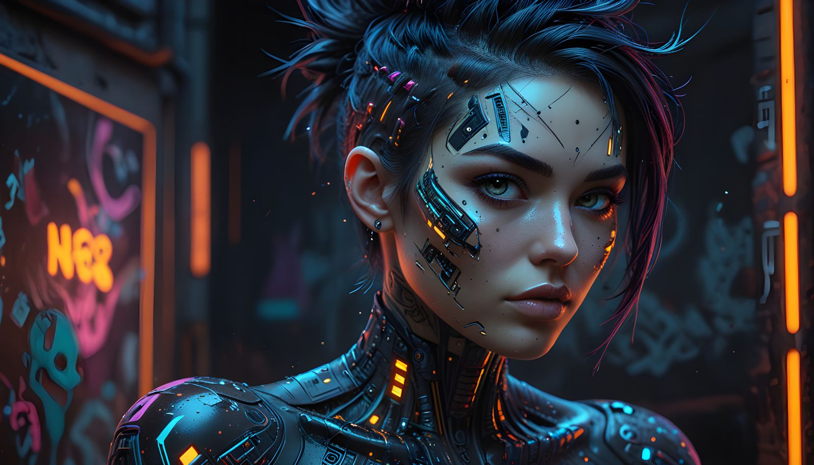 Stunning Anime Cyberpunk Portrait in 8Bit Pixel Art Style