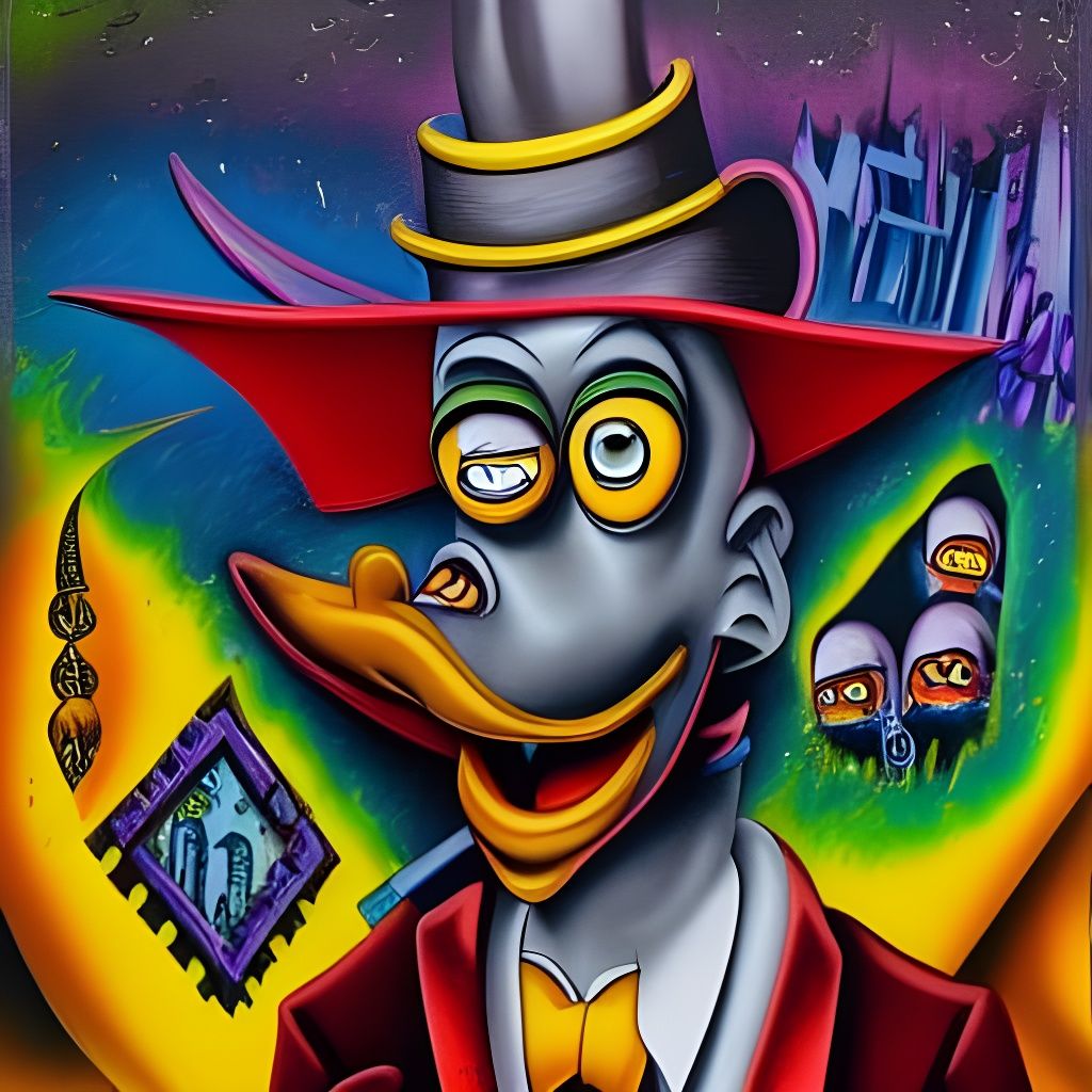 Darkwing Duck in Sin City: An Impasto Painting