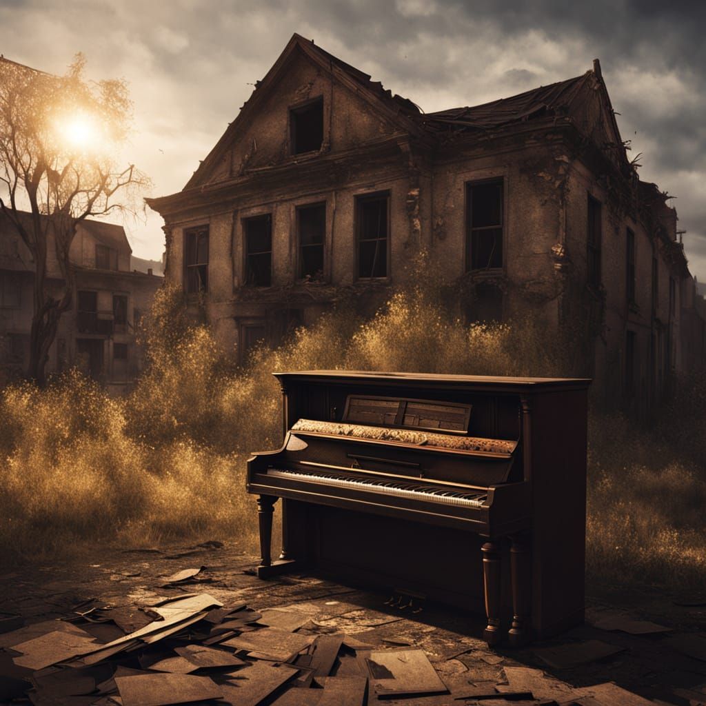 Rain Dancer Plays Piano in Abandoned Town
