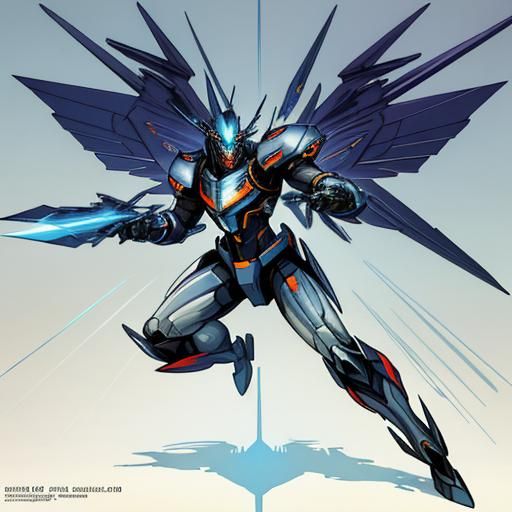 Mecha Warrior with Wings in Fauvist Style