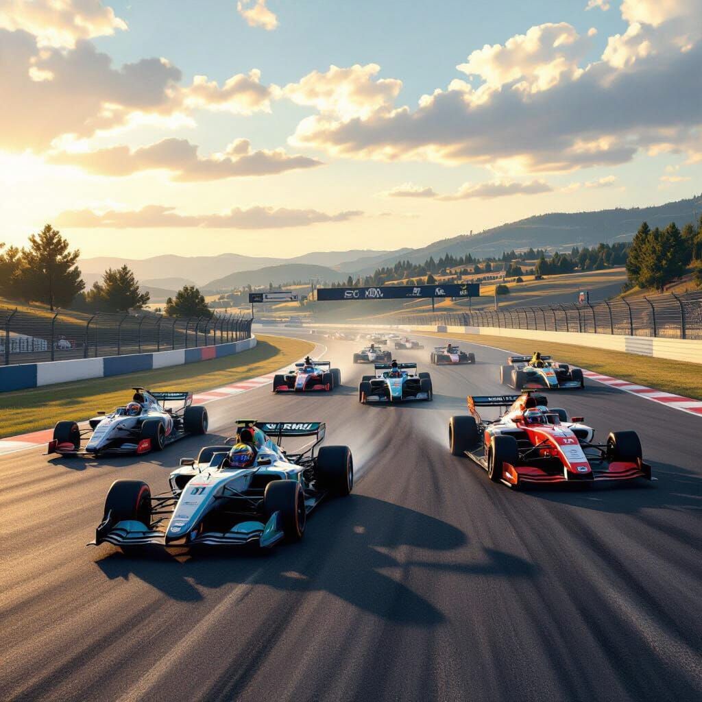 Intense Asphalt Race in Photorealistic Style