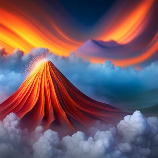 Erupting Volcano in Pixar Style 3D Render