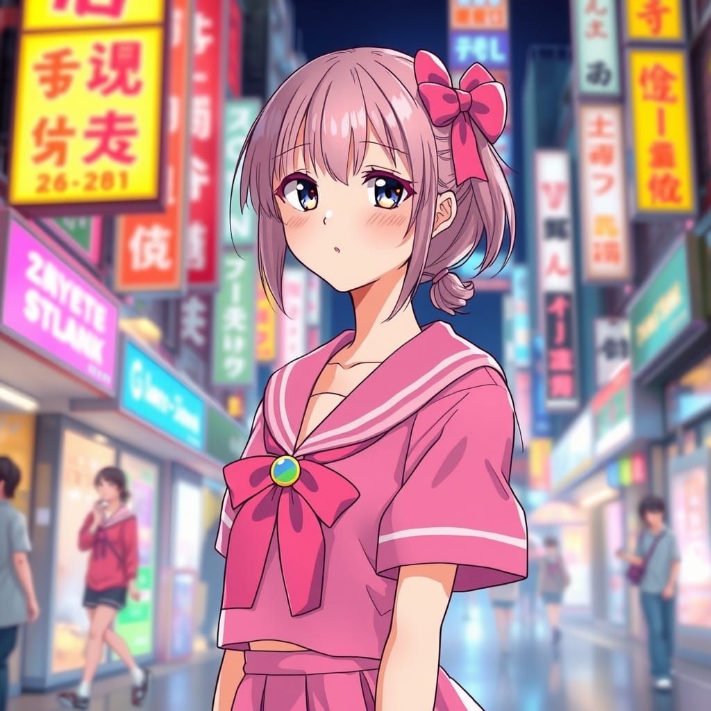 Pastel Sailor Girl in Tokyo Neon