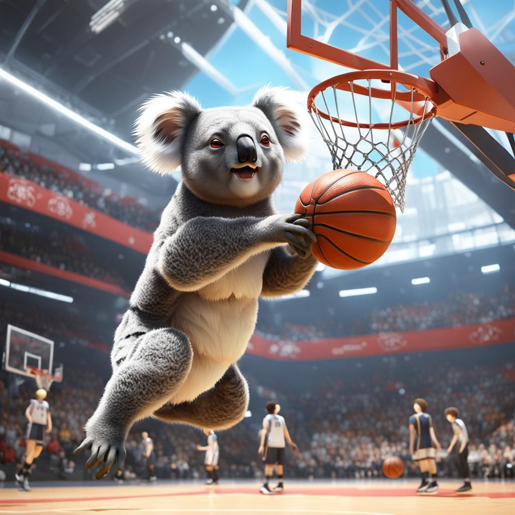 Koala Slam Dunk in Anime 3D Art Style
