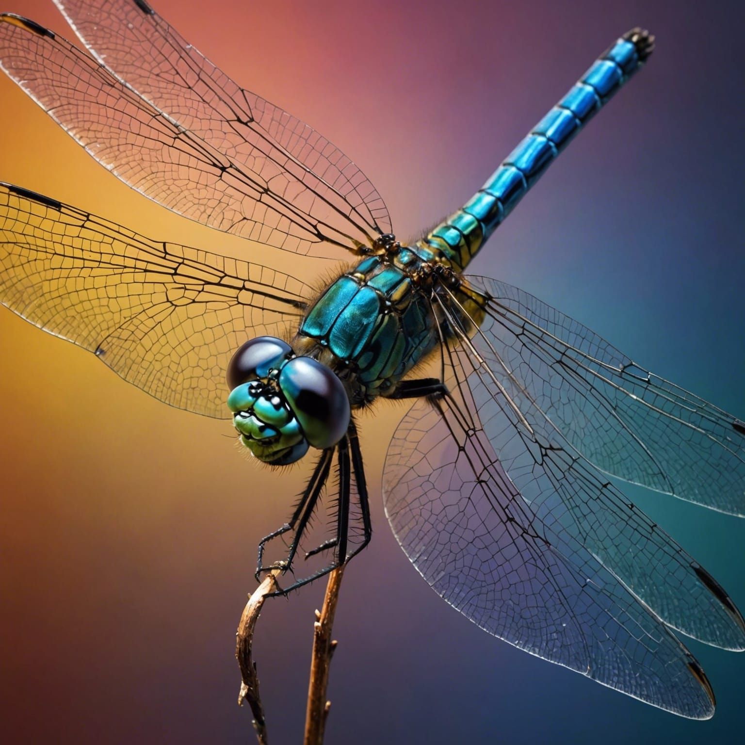 Hyperrealistic Dragonfly in Splash Art Style