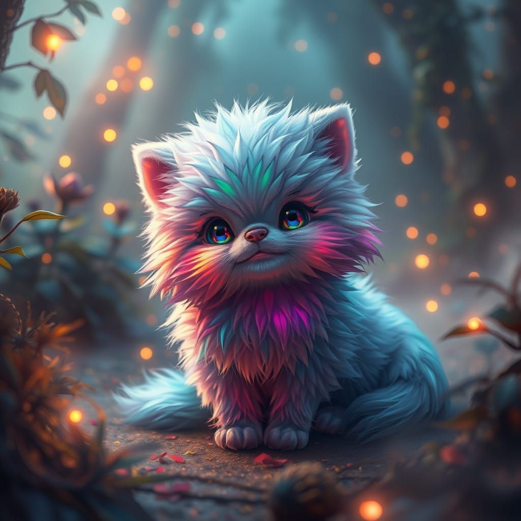 Dreamlike Pet in Vibrant, Ethereal Landscape