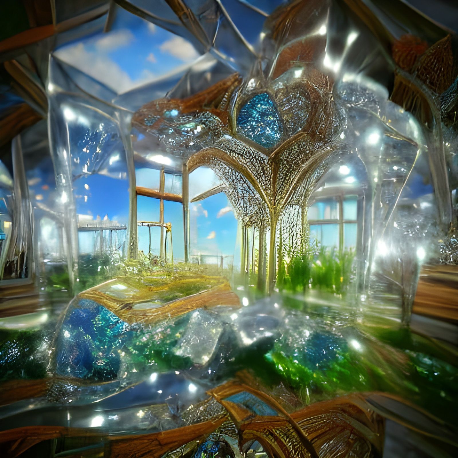 Gemstone Fractal Castle in Steampunk Style