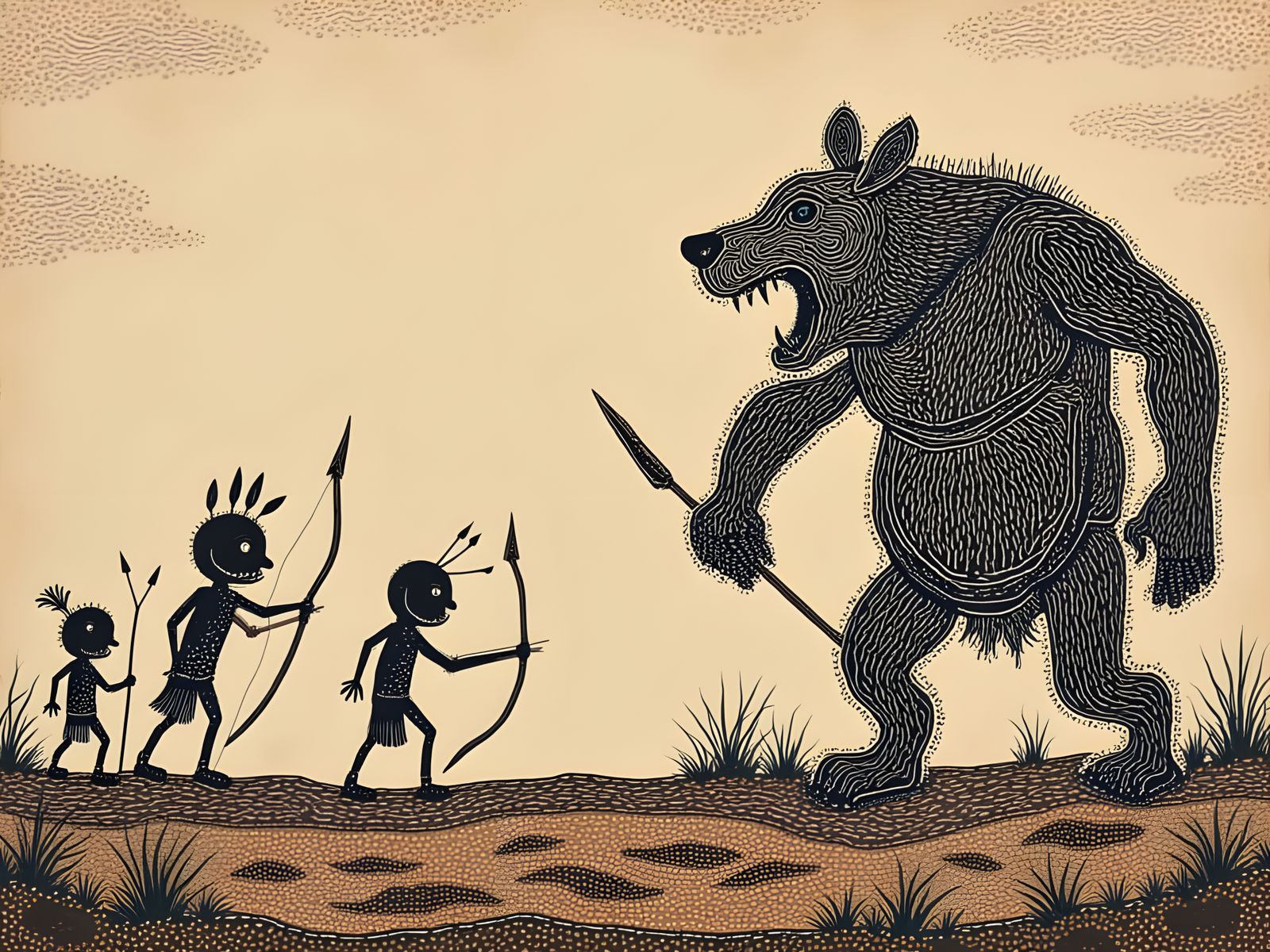 ....a beast with a spear was a whole new ball game.....