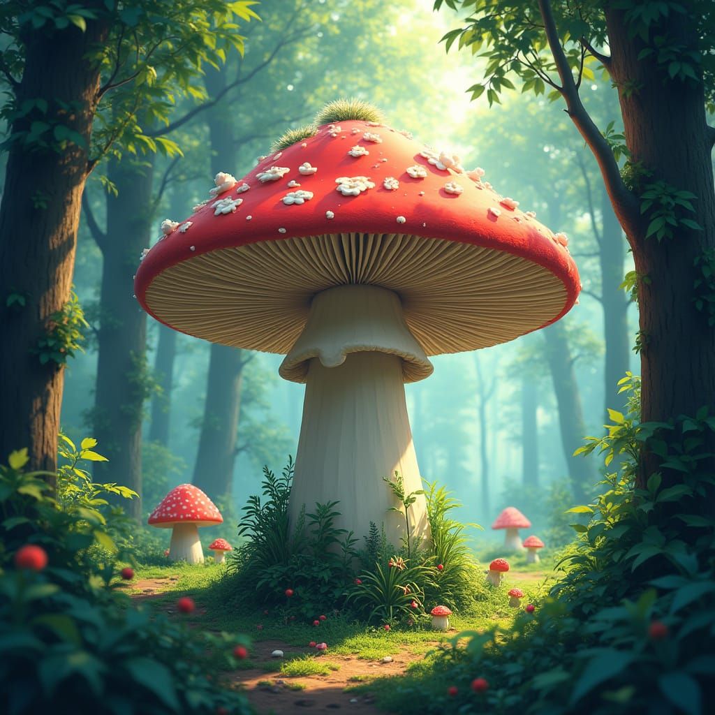 Vibrant Forest Giant in Studio Ghibli Style