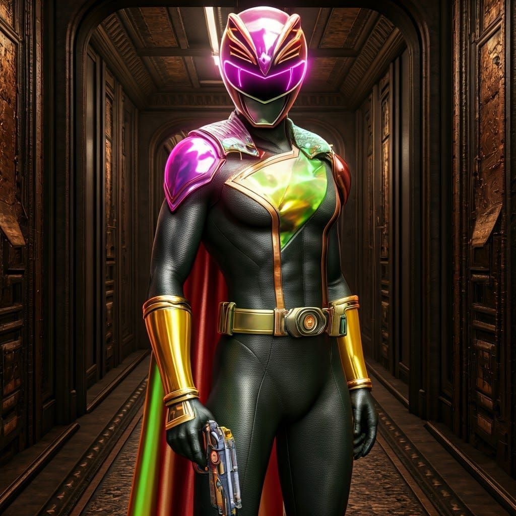 Vibrant Rainbow Hero Masterpiece in Super Sentai Style