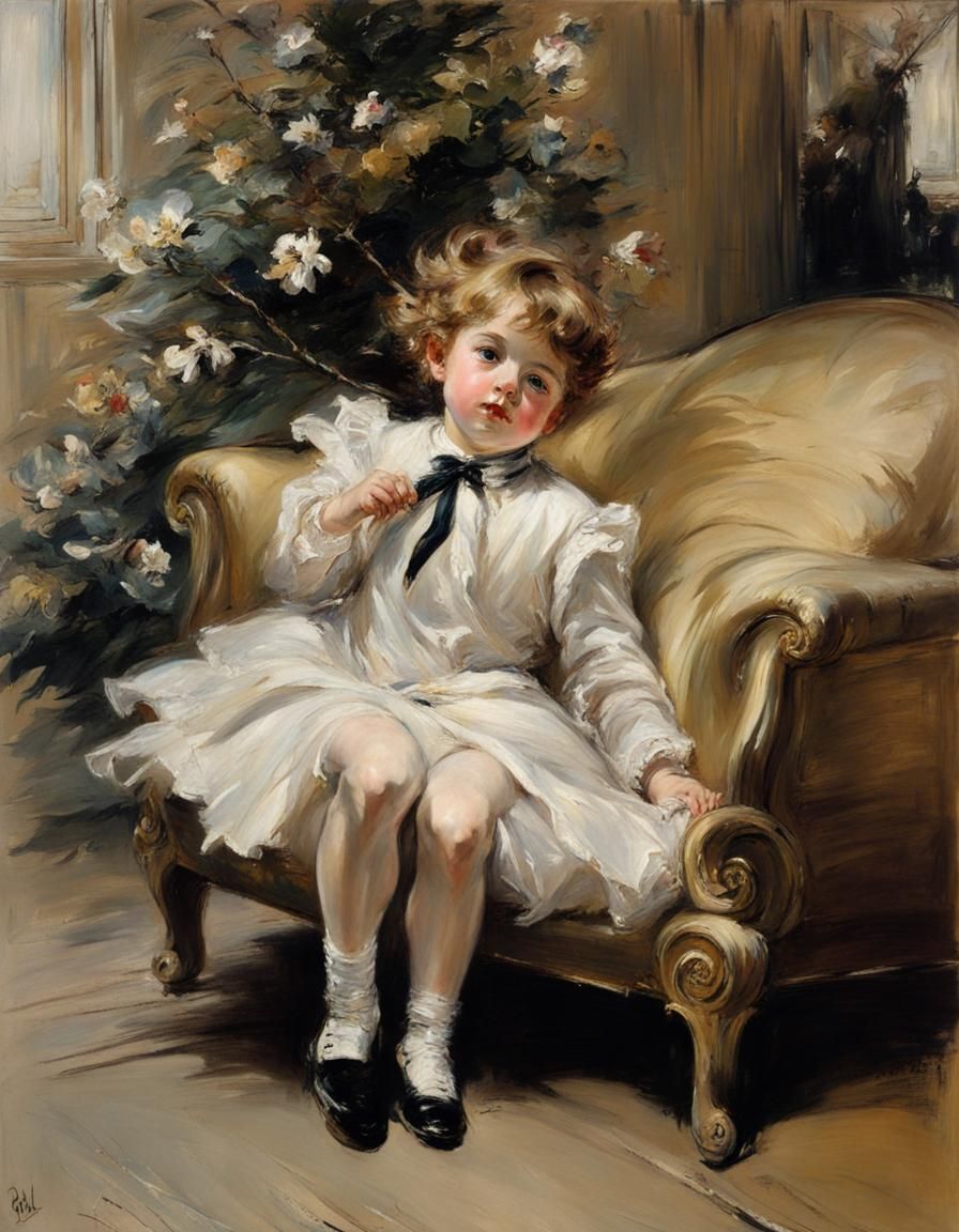Child's Glee on Christmas Morning, Boldini Style