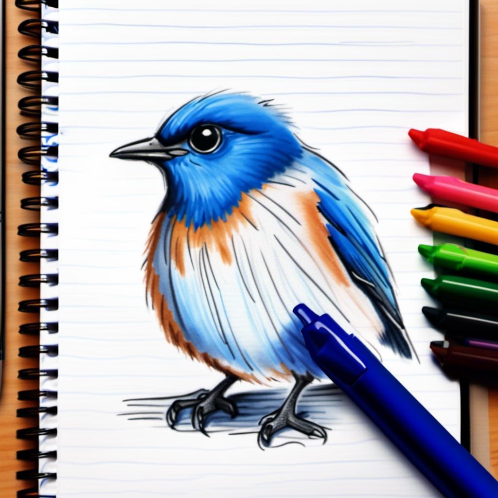 Marker Drawing of a Bluebird