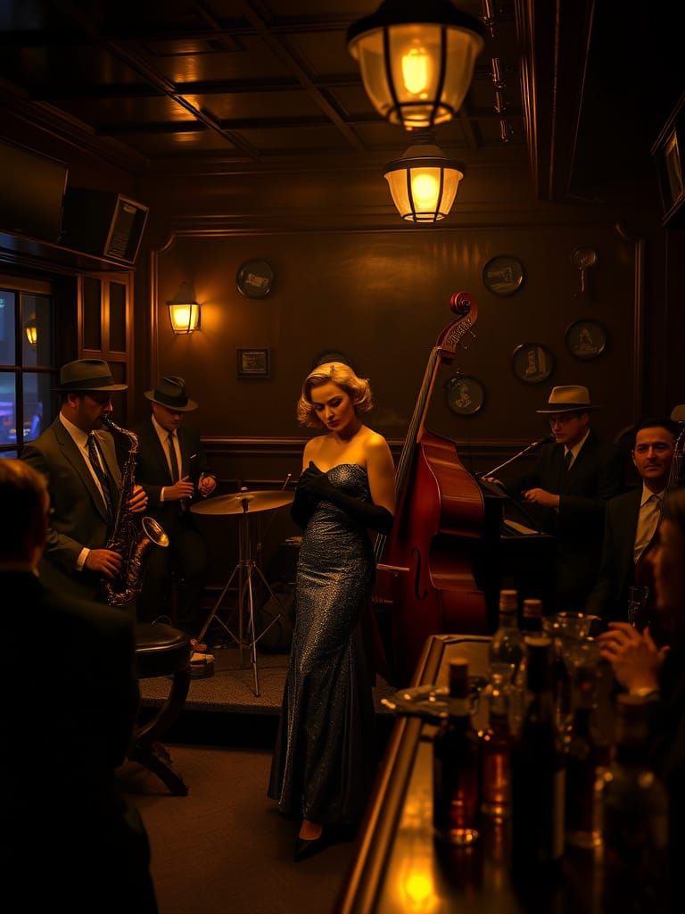 Vintage Jazz Club Nights in 1940s Art Deco Style
